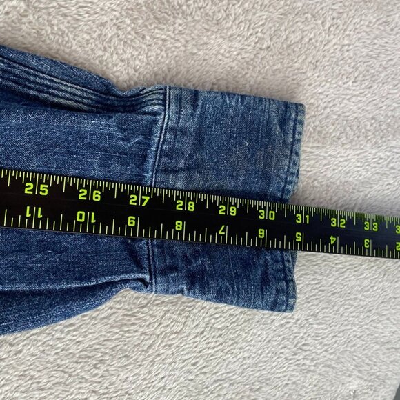 Vintage Carhartt Mens Denim Shirt Small Snap Pearl Blue Long Sleeve Western - Picture 9 of 16